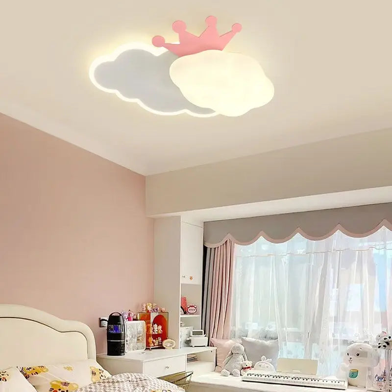 Afralia™ Cream Clouds Rainbow Ceiling Lamp for Children's Bedroom