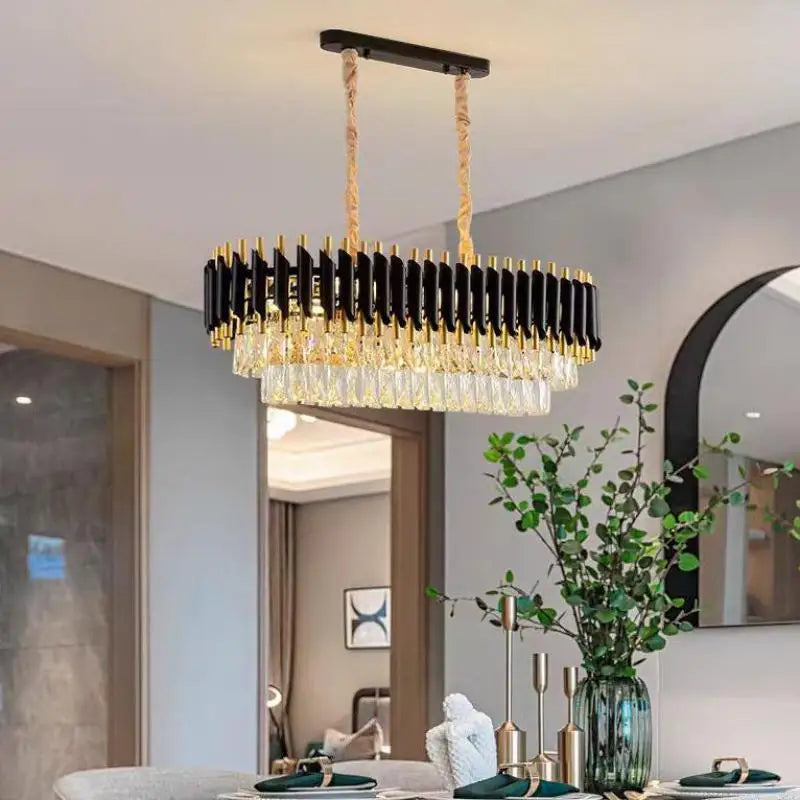 Afralia™ Modern Metal LED Chandelier with K9 Crystal - Luxury Dining Room Pendant Light