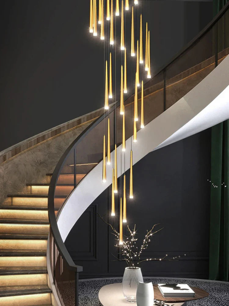 Afralia™ Modern LED Staircase Pendant Chandelier for Living Room Lighting