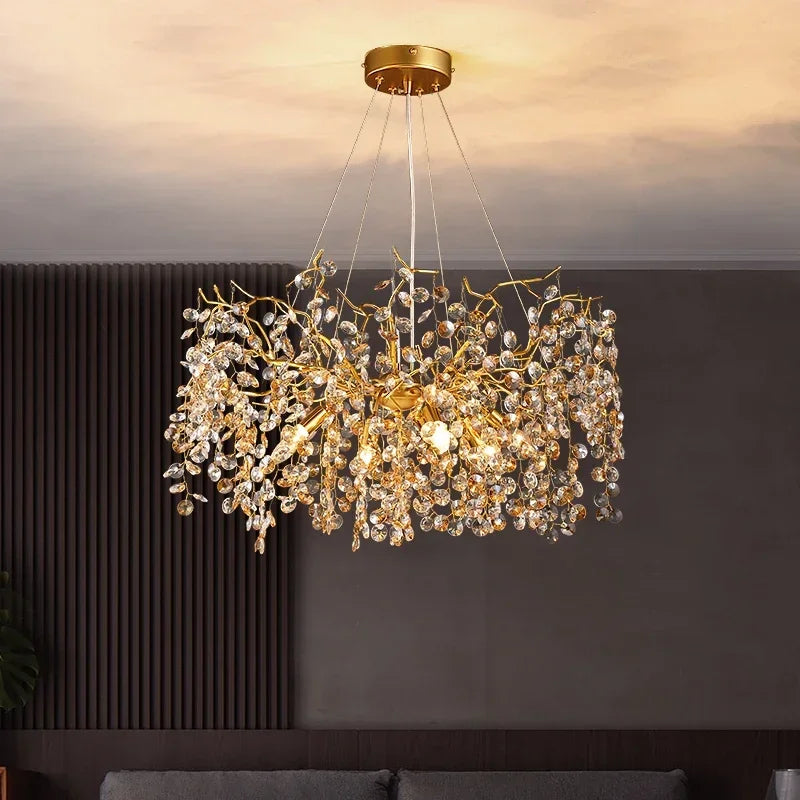 Afralia™ Crystal LED Chandelier 60/80/100 cm Golden Luxury Lamp for Dining & Living Room