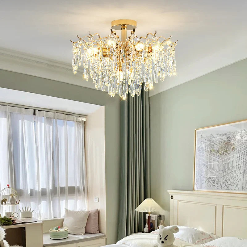 Afralia™ Elegant Crystal Chandelier for Living Room, Dining Room, Bedroom, Villa Hall
