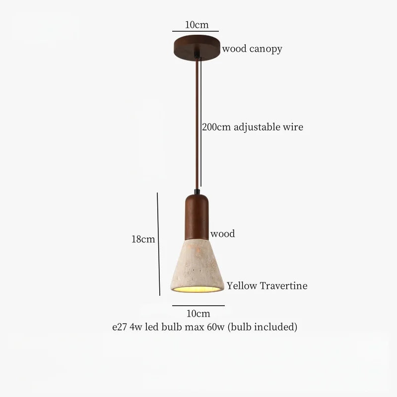 Afralia™ Japanese Vintage LED Pendant Light, Yellow Travertine Wabi Sabi Hanging Lamp