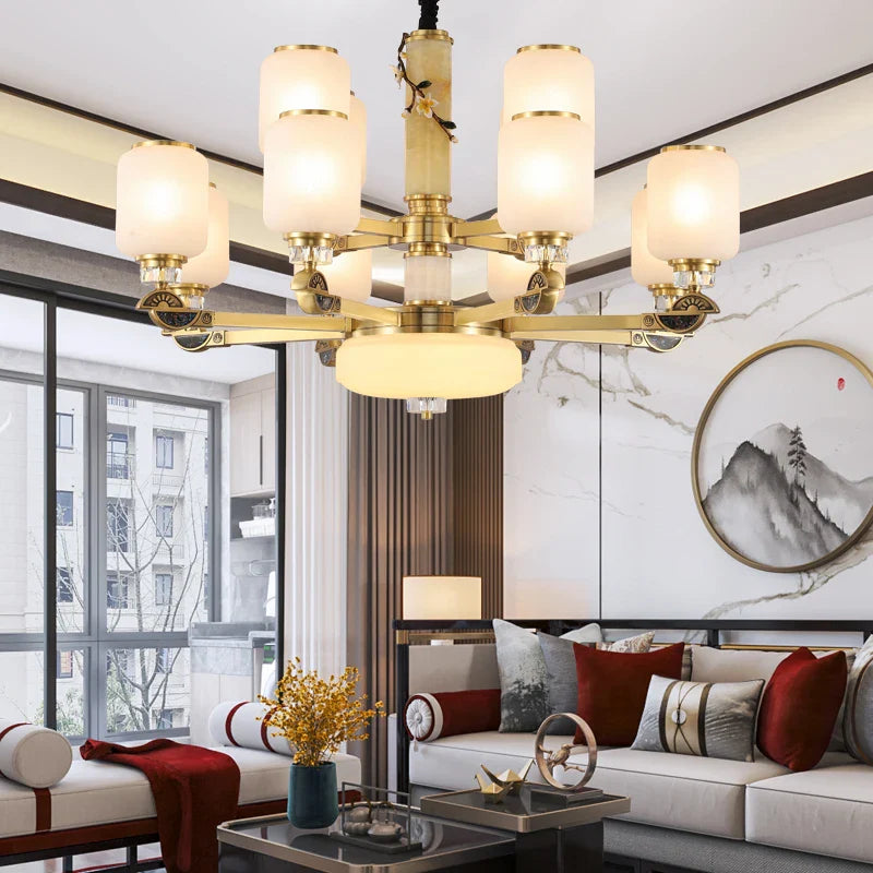 Afralia™ Luxe Jade Chandelier for Living Room, Villa, and Duplex Hall