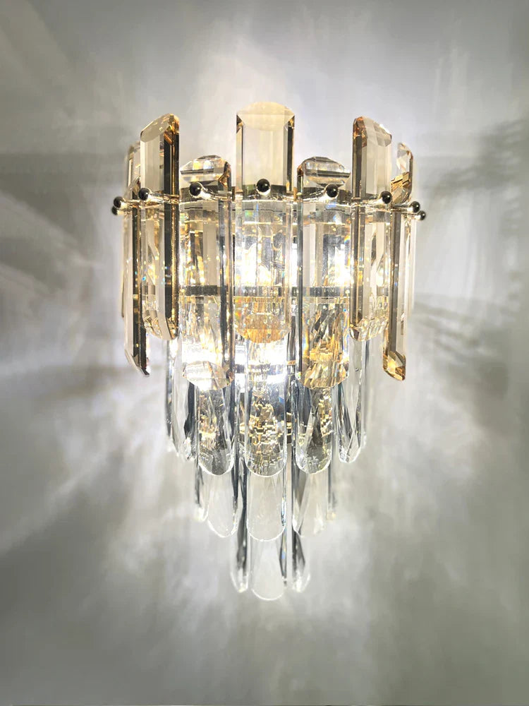 Afralia™ Modern Gold LED Crystal Wall Sconce for Living Room Bedroom Stairs Aisle Lighting