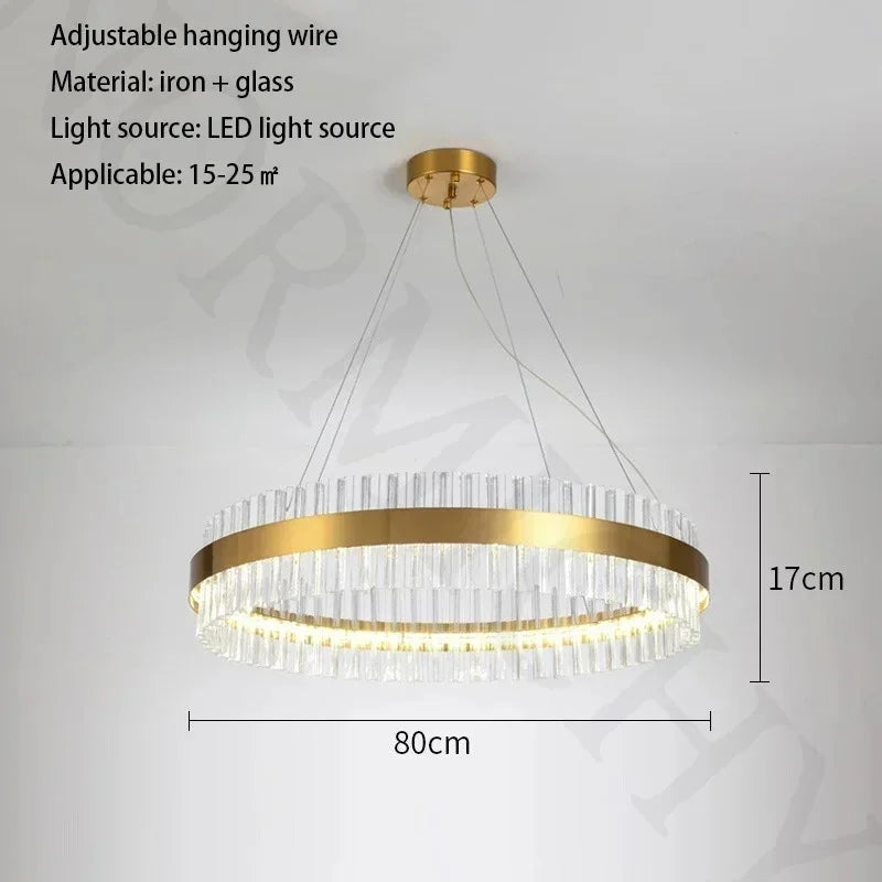Afralia™ Luxury Gold Round LED Chandelier Contemporary Pendant Light