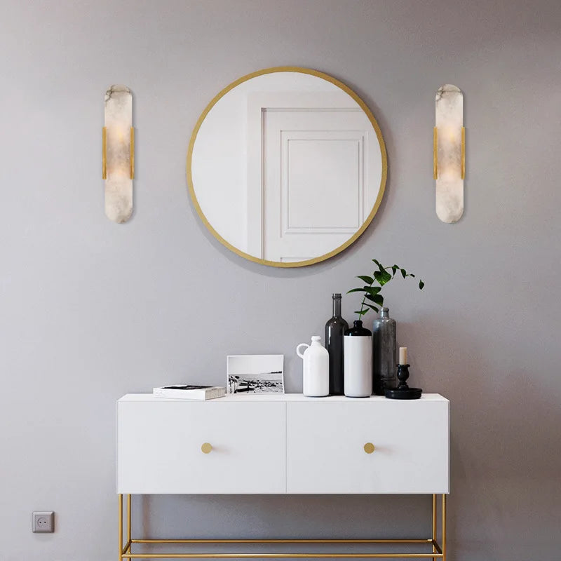 Afralia™ Marble Wall Sconce Light with G4 Bulb for Bedroom and Living Room