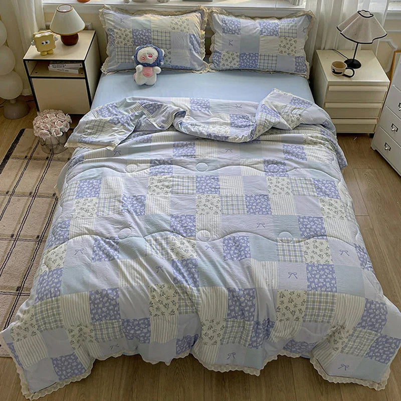 Afralia™ Hollow Lace Summer Quilt Set - Skin-Friendly Duvet Cover Kit - Flower Print Bedding