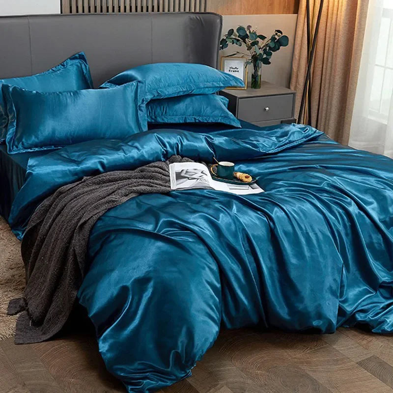 Afralia™ Nordic Silk Comforter Cover Set for Single Double, Smooth & Skin Friendly