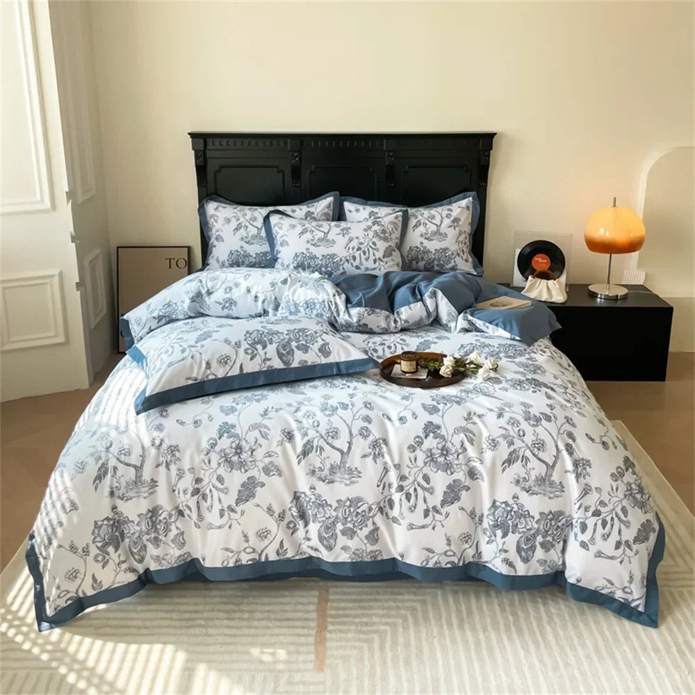 Afralia™ Yellow Lemon Fruit Satin Egyptian Cotton Duvet Cover Set - Queen King Size