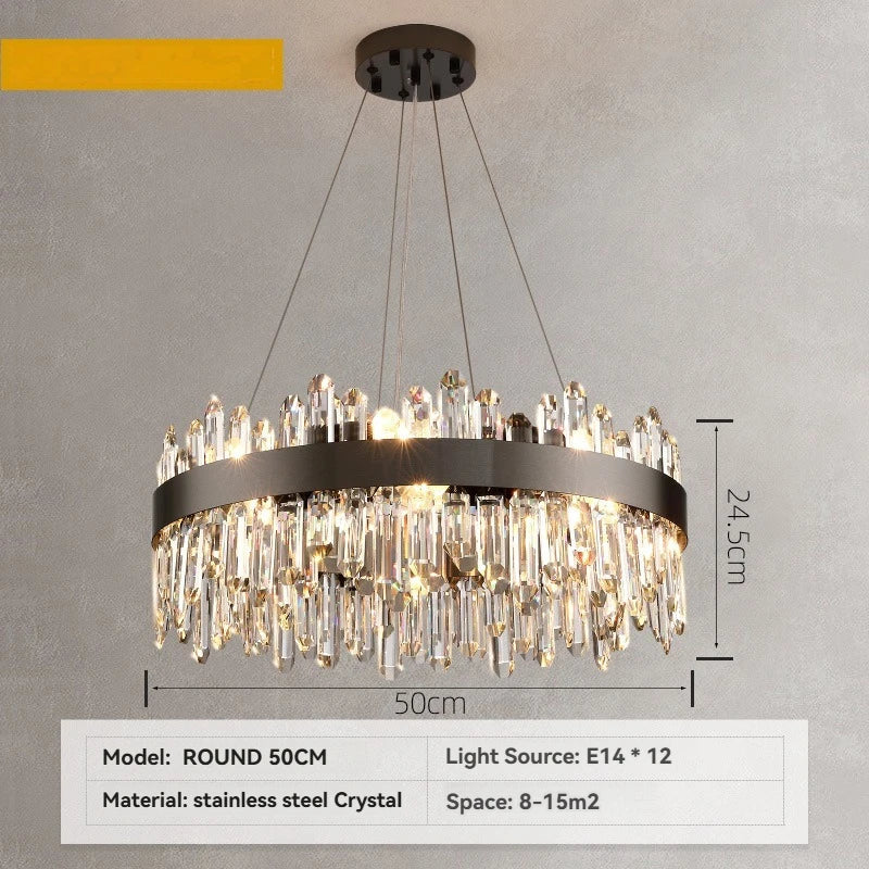 Afralia™ Gold Crystal Chandelier: Dimmable Modern Ceiling Light for Dining Living Room Kitchen Island