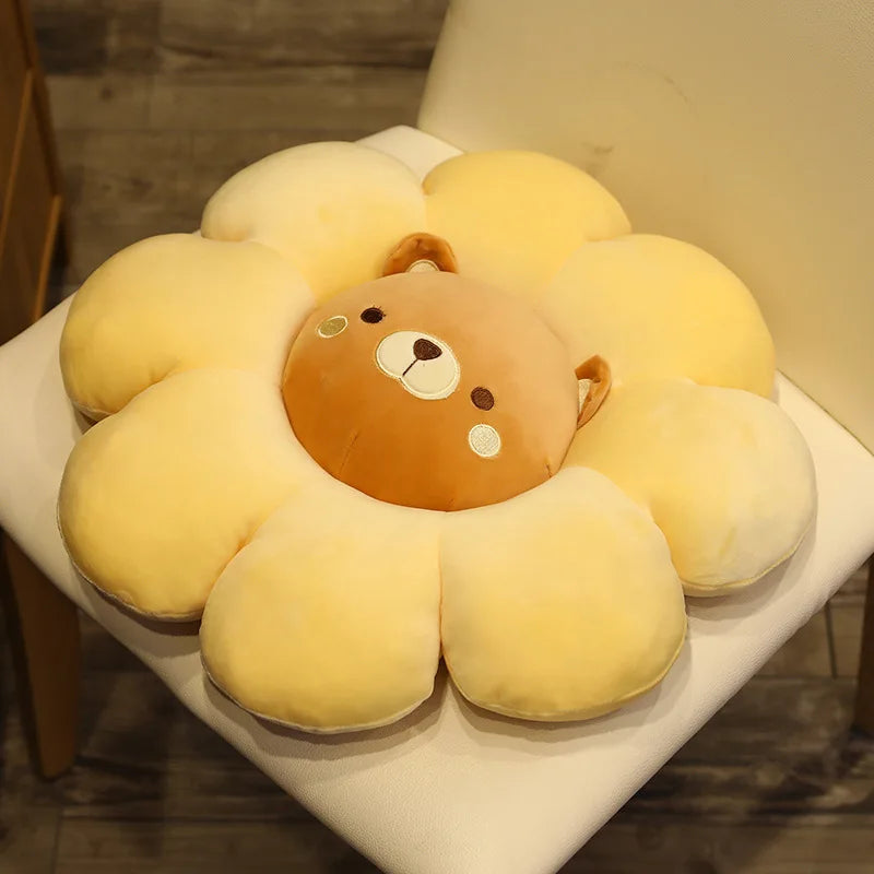 Afralia™ Sun Flower Plush Chair Cushion - Soft Cartoon Throw Pillow