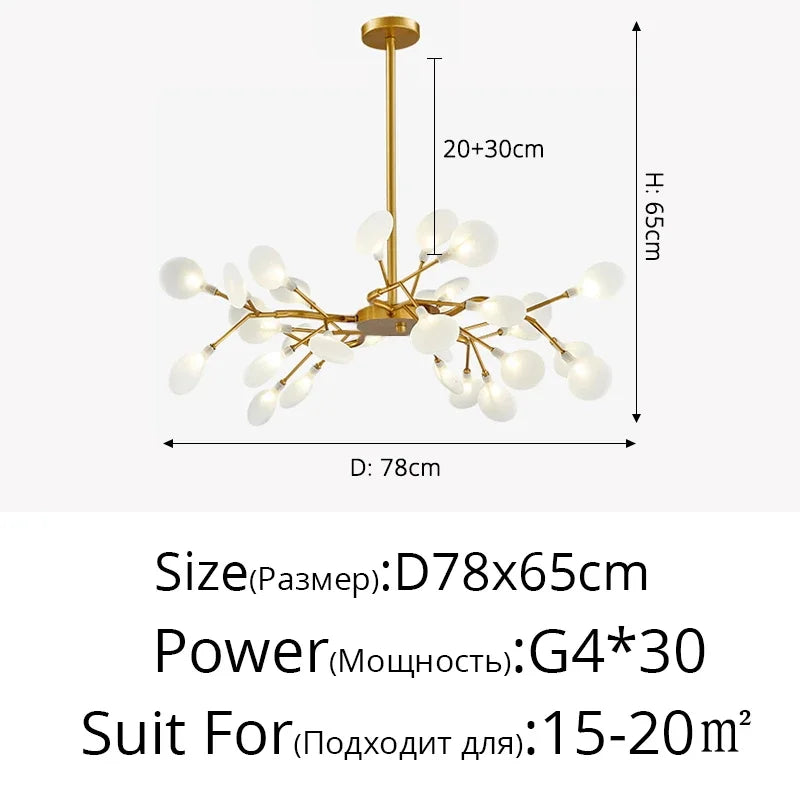Afralia™ Firefly LED Chandelier Black Gold - Modern Minimalist Ceiling Pendant Lamp