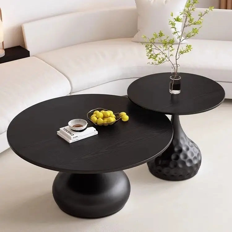 Afralia™ Solid Wood Round Coffee Table Set - Nordic & Modern Design Home Living Room