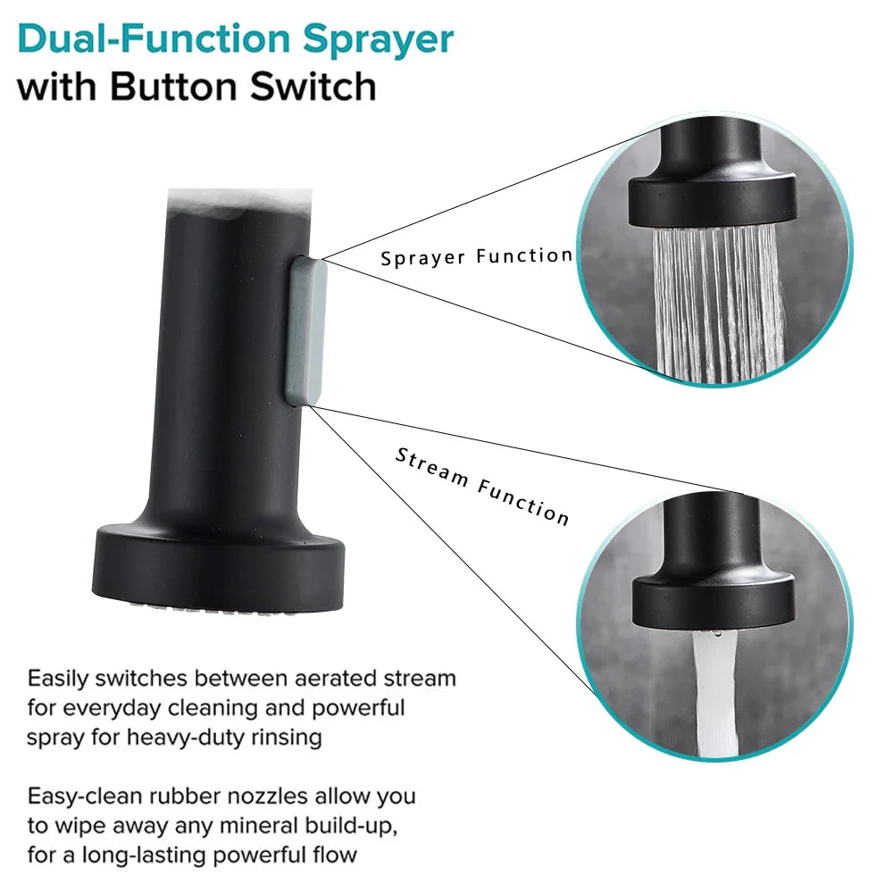 Afralia™ Matte Black Dual Water Mode Kitchen Faucet with Brass Spring