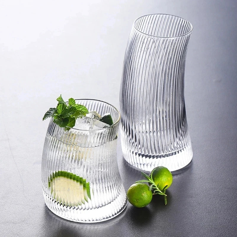 Afralia™ 450ml/300ml Sail-Shaped Glass Cups | Elegant Glassware for Tea, Juice