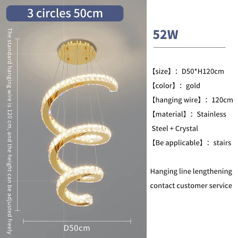 Afralia™ Crystal Duplex Ring Pendant Light Chandelier