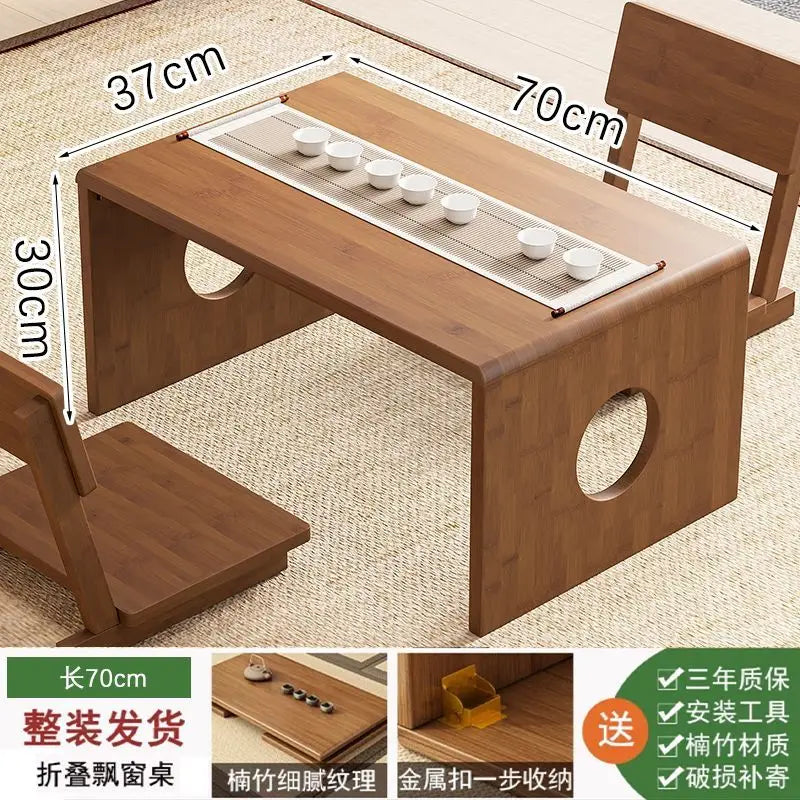 Afralia™ Bamboo Folding Table: Japanese Style, Bedroom & Study Essential, Durable Design