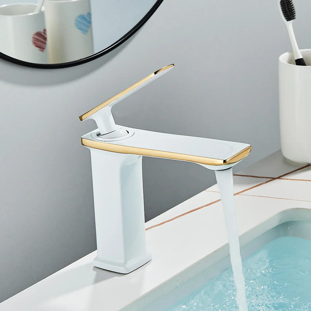 Afralia™ Black Rose Gold Basin Faucet: Modern Deck Mounted Sink Mixer Tap for Luxury Bathrooms
