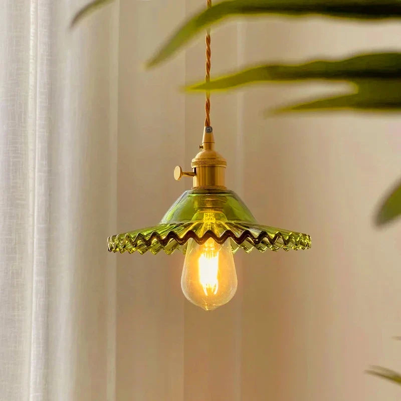 Afralia™ Vintage Copper Glass LED Pendant Light - Adjustable Hanging Fixture