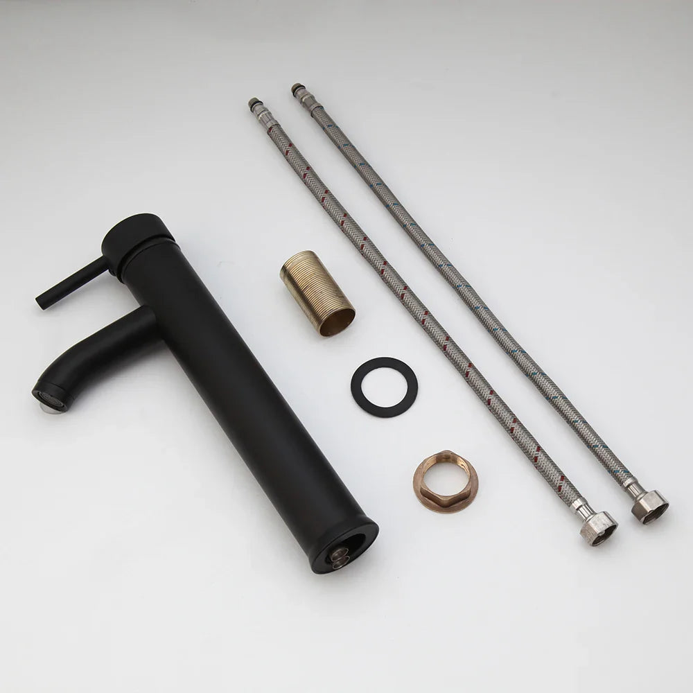 Afralia™ Matte Black Ceramic Oval Bathroom Bowl Sink with Brass Faucet Mixer Tap