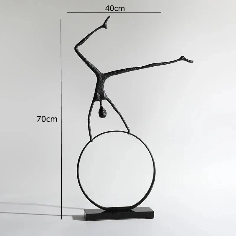 Afralia™ Black Metal Sports Figure Sculpture for Elegant Home Decor