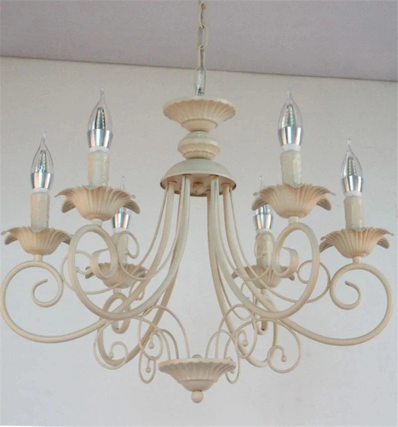 Afralia™ Vintage Wrought Iron Chandelier E14 Candle Light for Living Room Bedroom
