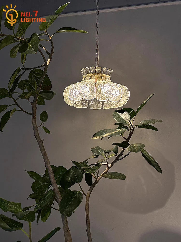 Afralia™ Copper Crystal Glass Pendant Lights LED E27 for Home Decor