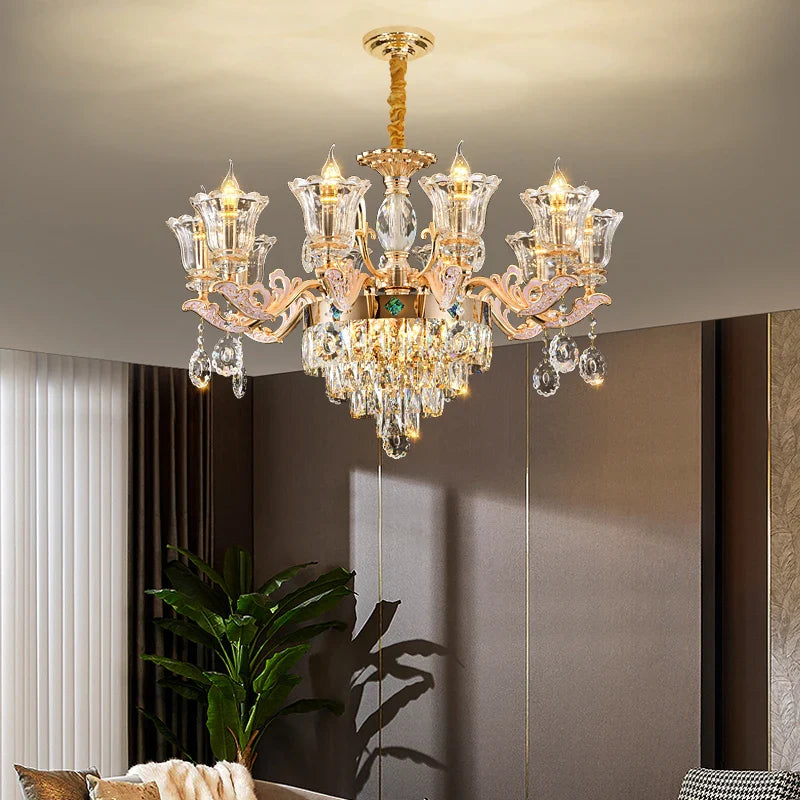 Afralia™ Luxury European Crystal Chandelier Living Room Lamp