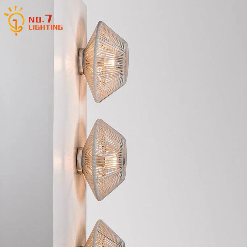 Afralia™ Wabi-sabi Rubber Rattan LED Wall Lamp for Indoor Living Room Bedroom Tea House