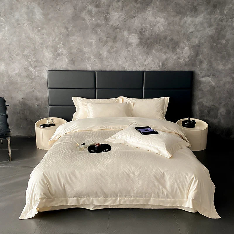 Afralia™ Satin Jacquard Bedding Set, Luxury Purple Flowers, Duvet Cover, Bed Sheet