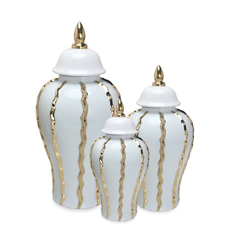 Afralia™ Gold Rim Ceramic General Pot Vintage Porcelain Vase Home Decoration