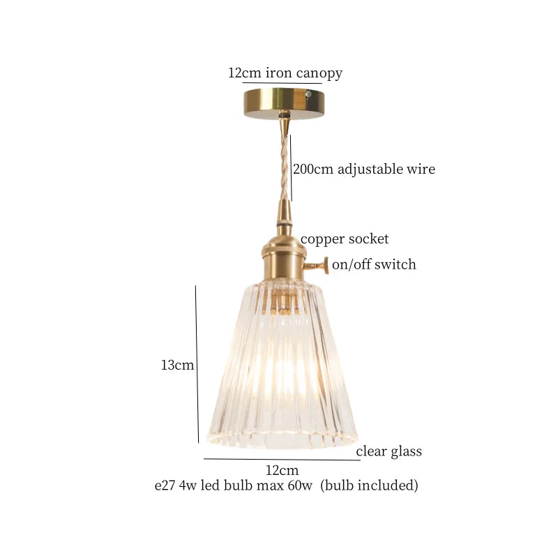 Afralia™ Glass LED Pendant Light for Home Restaurant Cafe Nordic Minimalism Copper Lamps