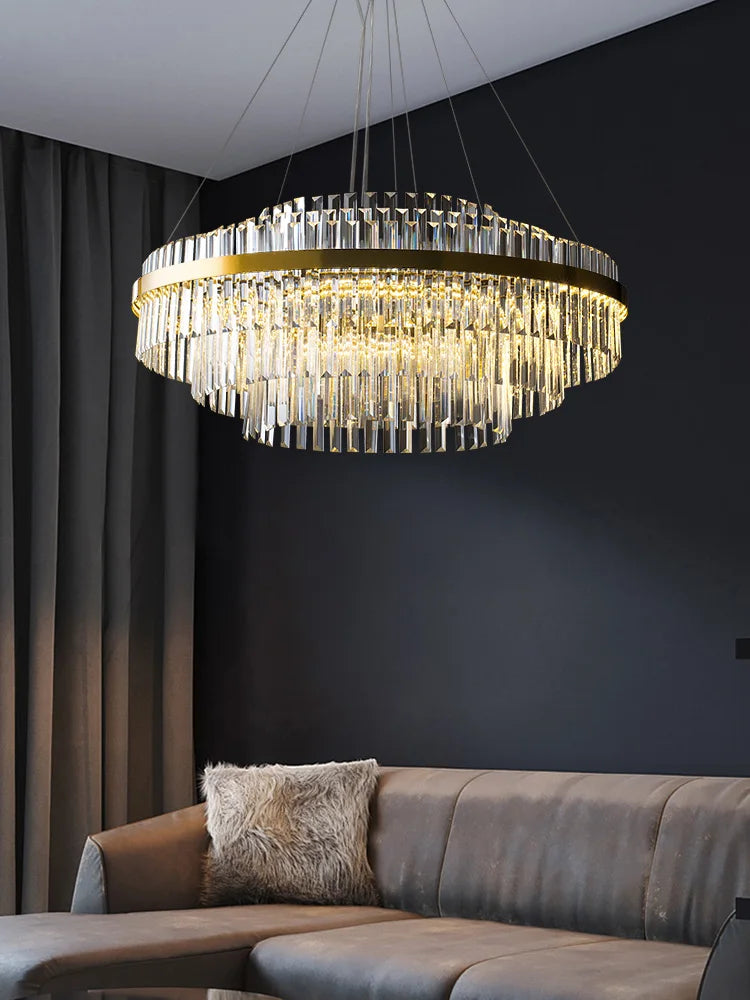 Afralia™ Crystal Hanging Lamp for Luxurious Living Room Decor