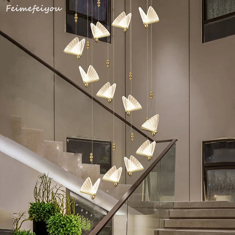 Afralia™ Butterfly LED Pendant Lights Chandelier for Indoor Living and Dining Room Lighting