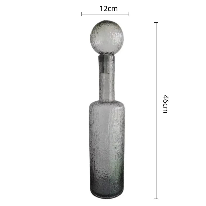 Afralia™ Grey Round Glass Vase Hammer Lid Terrarium Home Decoration