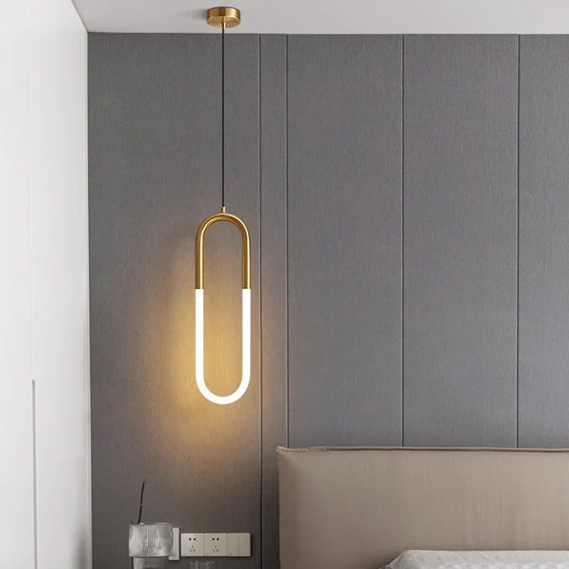 Afralia™ Nordic U-shaped Bedroom Chandelier - Modern Pendant Lights for Background Decoration.
