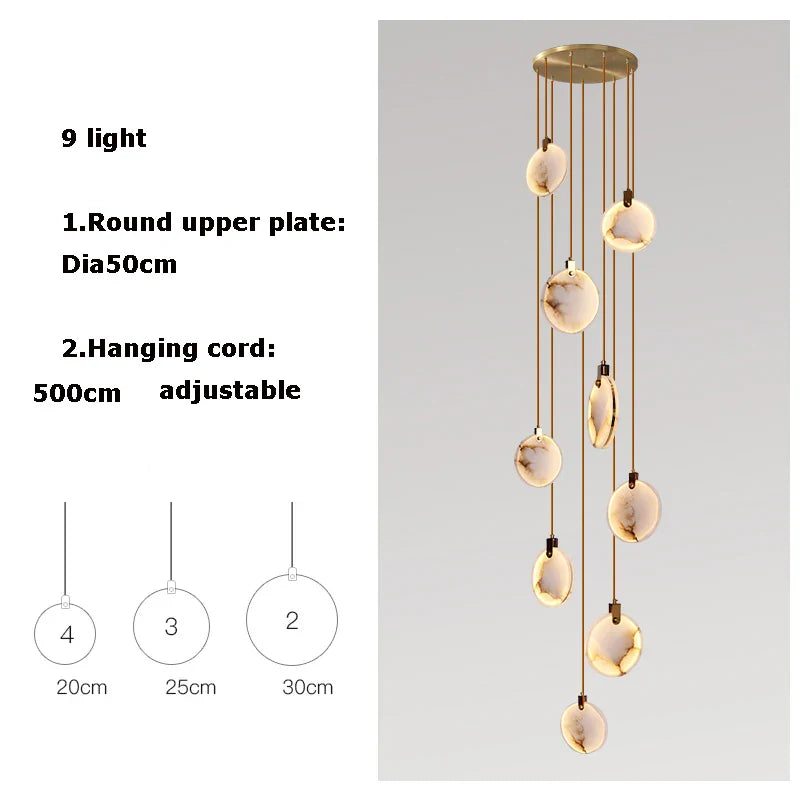 Afralia™ 2025 Art Deco Marble Golden Lustre LED Chandelier Lighting