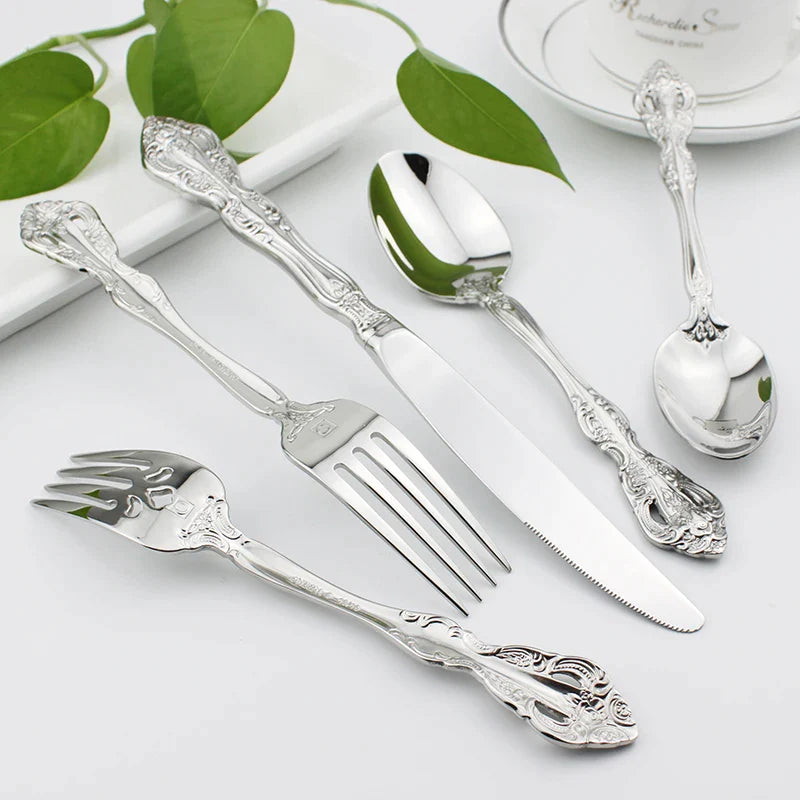 Afralia™ Stainless Steel Cutlery Set: Gold & Silver Kitchenware Tools & Accessories