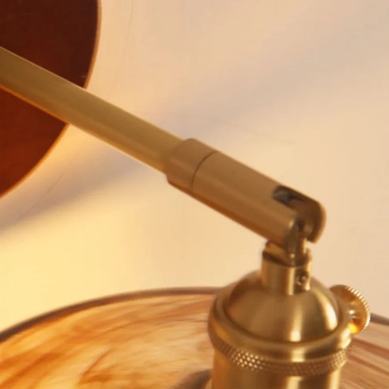 Afralia™ Copper Glass LED Wall Sconce Pull Chain Switch Stair Light