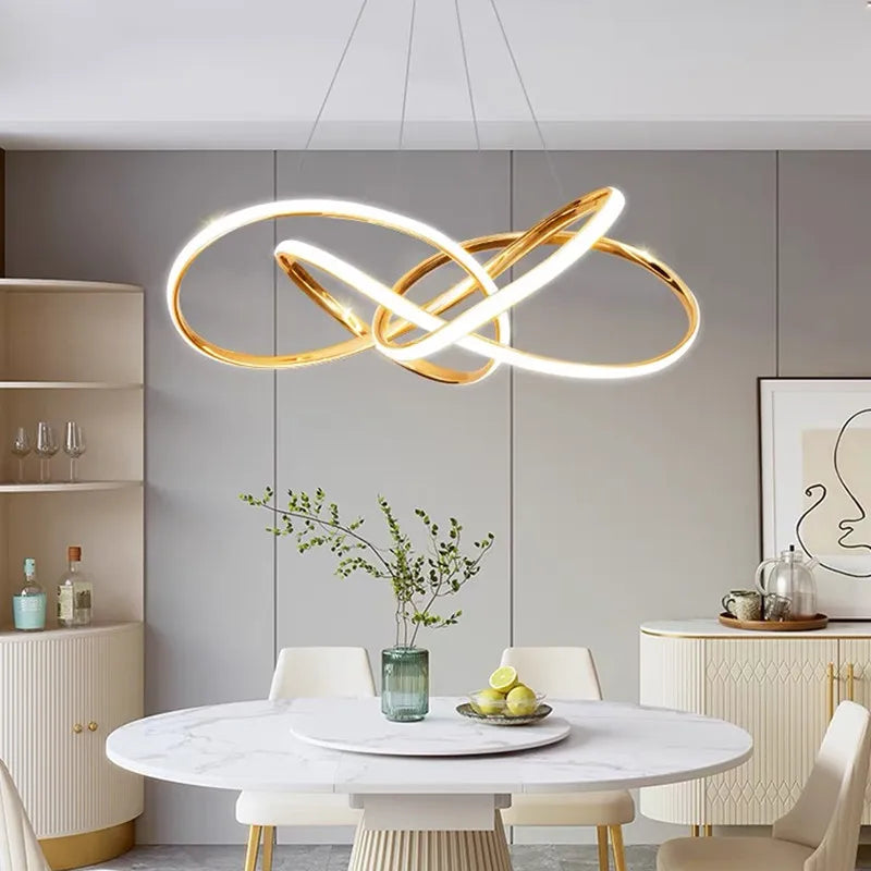 Afralia™ Geometric Line LED Chandelier for Modern Home Deco, Living Room, Dining, Bar & Shop