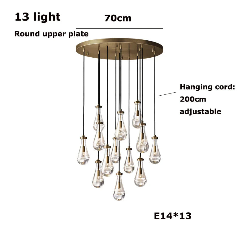 Afralia™ Waterdrop Glass Chandelier in Black Gold: Dimmable European Style for Home Decor