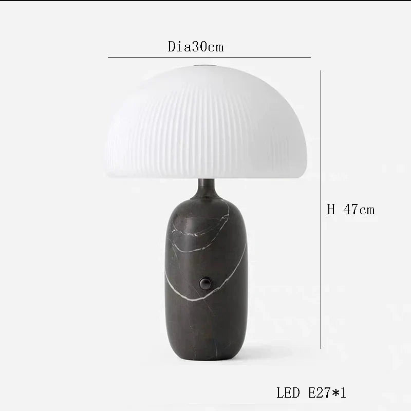 Afralia™ Mushroom Marble Desk Lamp LED Art Decor Table Bedside Light
