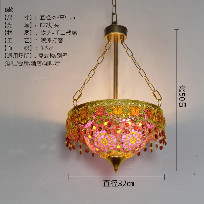 Afralia™ Bohemian Exotic Stained Glass Pendant Lights LED E27 for Home Decor & Dining