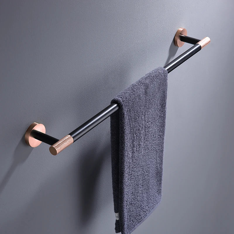 Afralia™ Rose Gold Black Bathroom Hardware Set