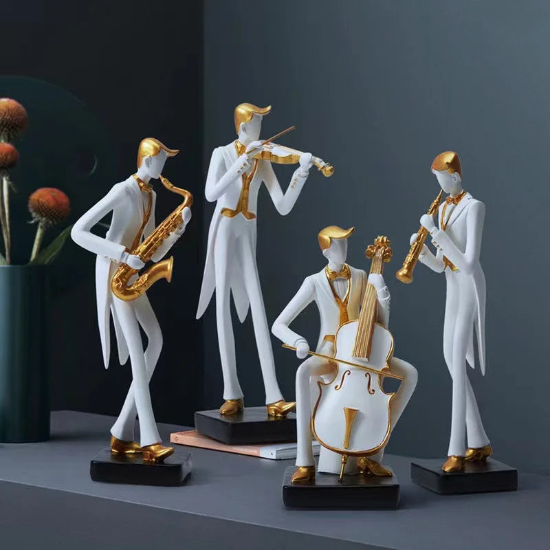 Afralia™ Nordic Symphony Musicians Resin Ornament: Elegant Home Office Decor, Desk & Bookcase Sculpture