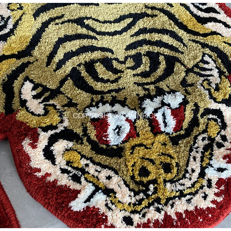 Afralia™ Tibetan Tiger Shag Rug - Handmade Tufted Animal Carpet for Living Room