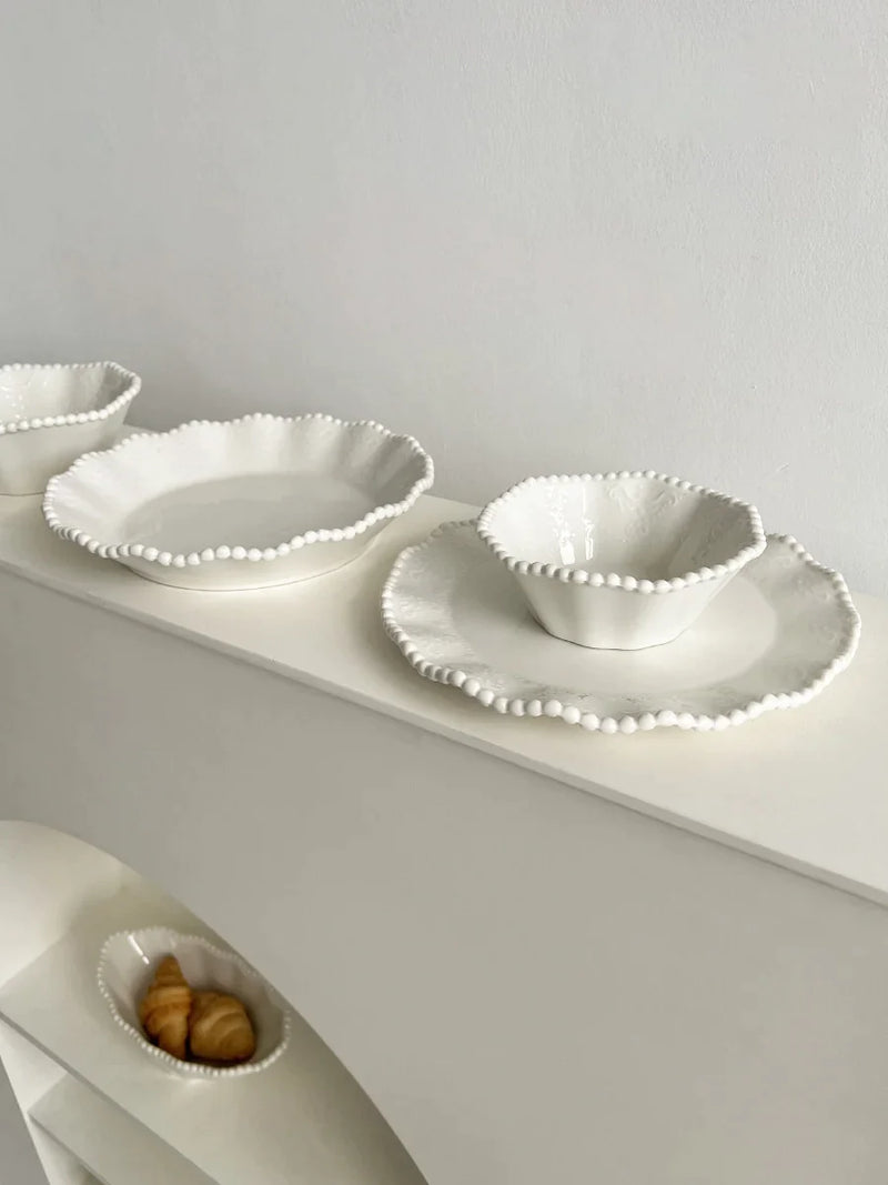 Afralia™ Ceramic Pearl Breakfast Set - Elegant Tableware for High Beauty and Sense Bowls & Dishes