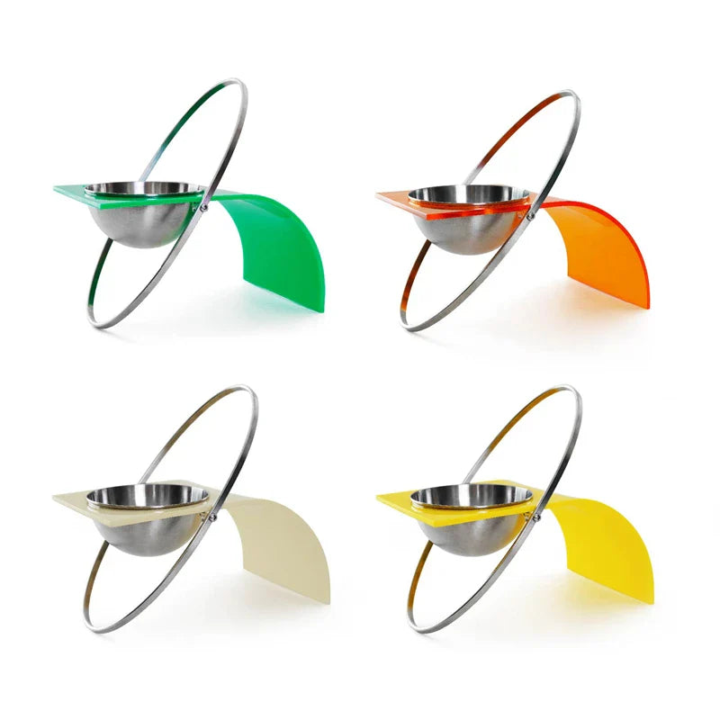 Afralia™ Stainless Steel Pet Bowl - Modern Minimalist Orbital Planet Design