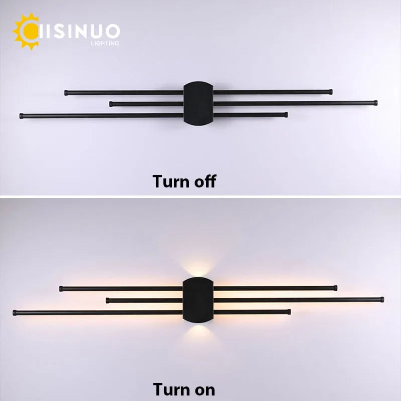 Afralia™ Black Iron LED Wall Lamp for Living Room, Bedside, TV Background - 110v 240v