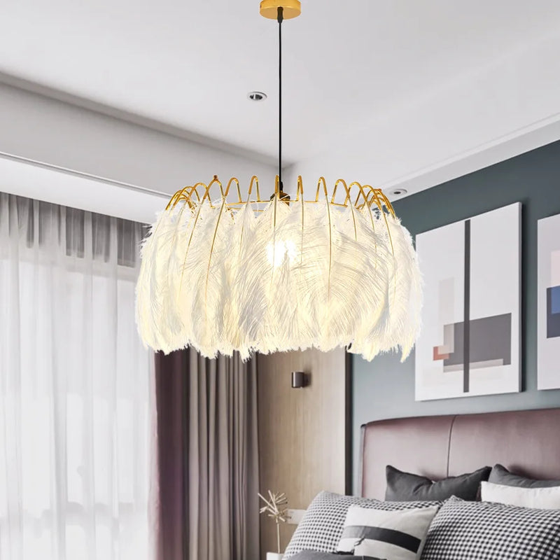 Afralia™ Feather Pendant Lamp: Modern Nordic LED Hanging Light for Warm & Romantic Interior